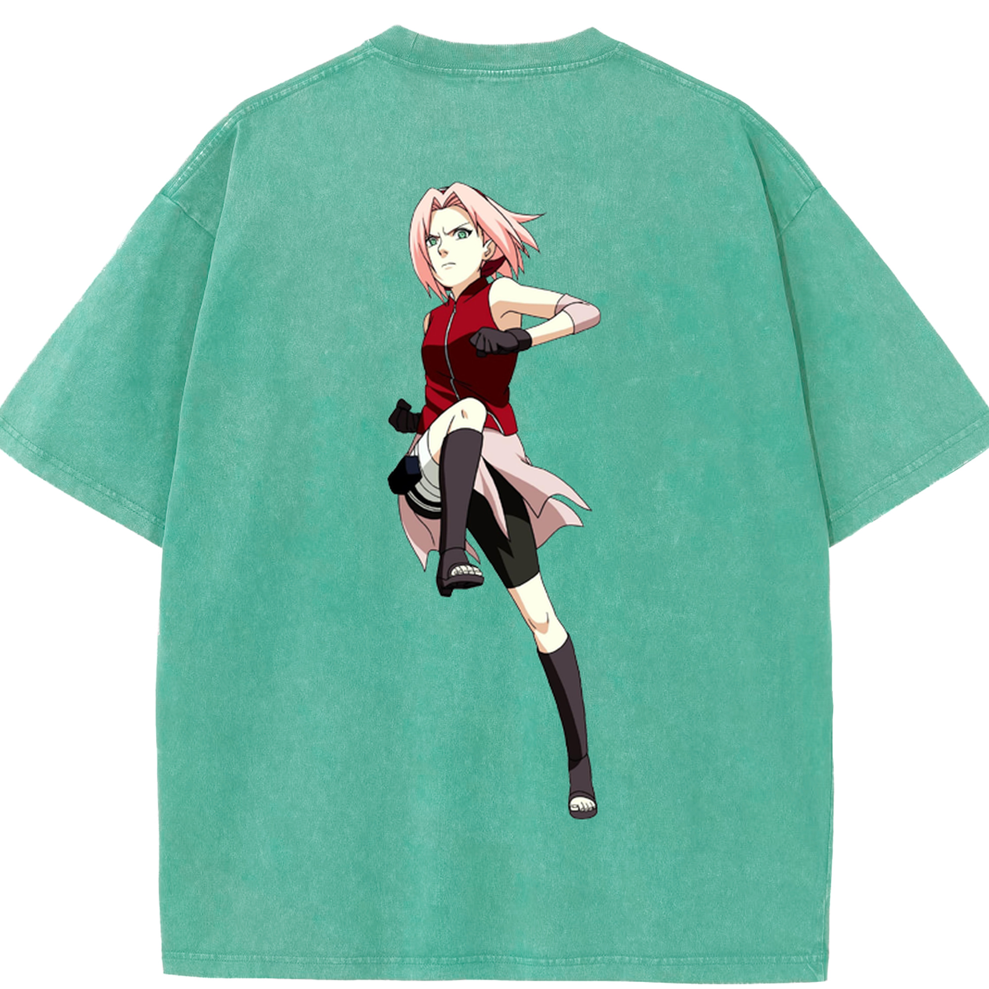 （画像用） NARUTO -ナルト- 春野サクラ Haruno Sakura 綿100% ヴィンテージ風 半袖Tシャツ（背面プリント）